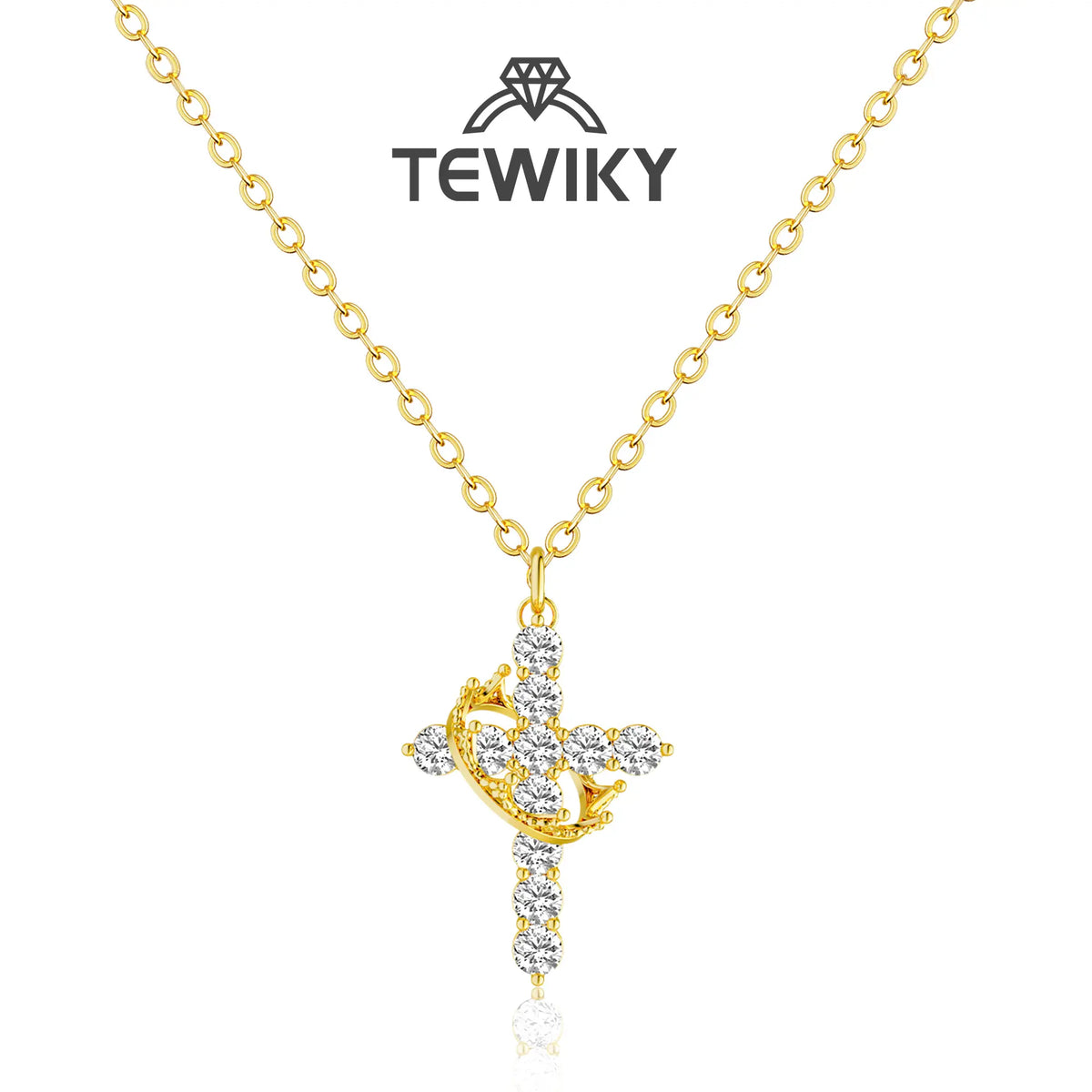 Crown Cross Pendant Necklace