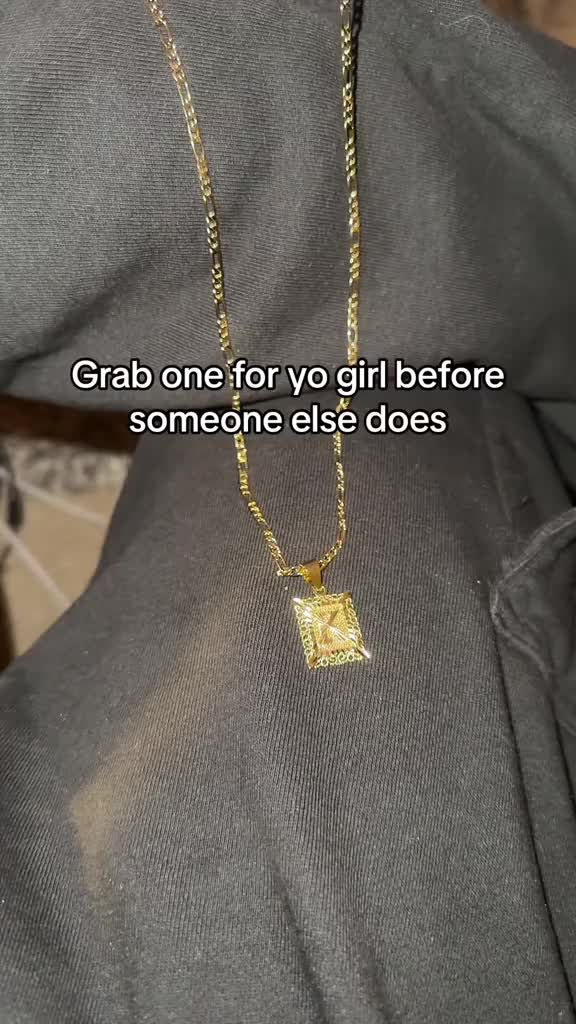 14K Gold Plated Square Capital Initial Letter Pendant Necklace