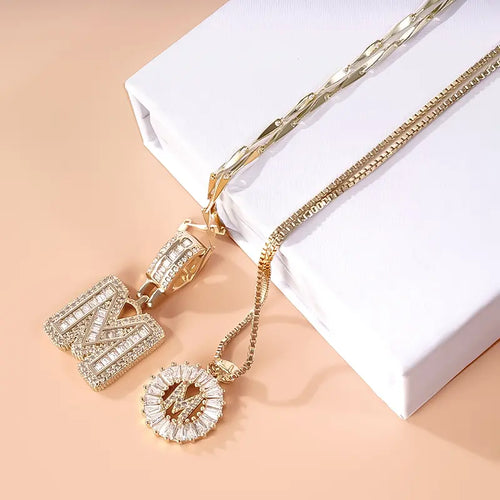 2 Pack Initial Necklaces Letter Pendant Necklaces 14K Gold Plated