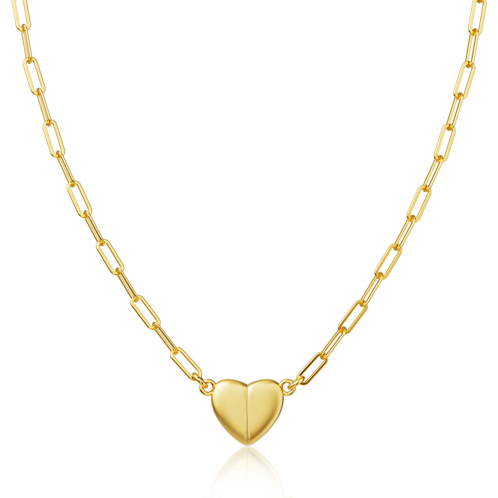 14K Gold/Silver Plated Heart Shape Pendant Magnetic Necklace