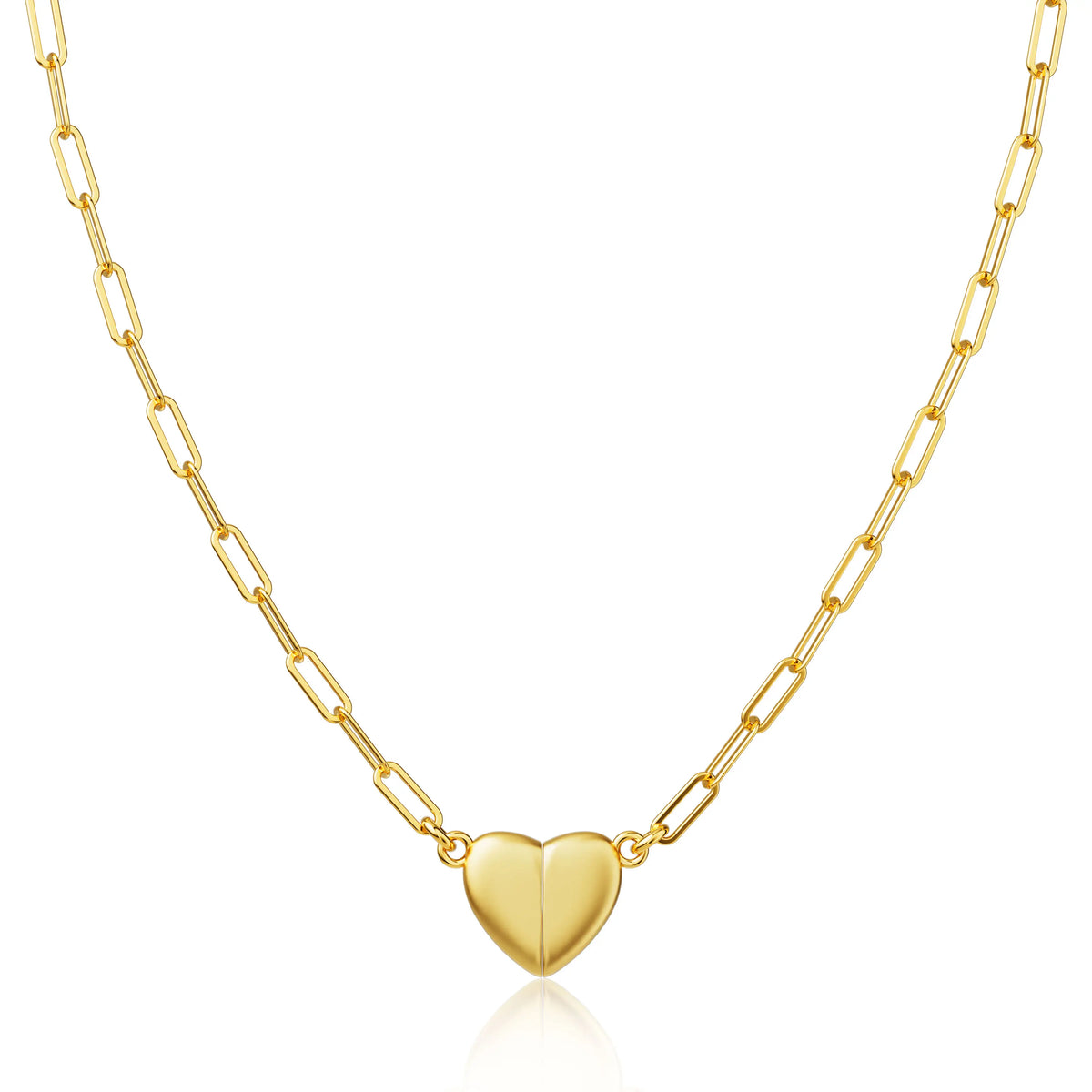 14K Gold/Silver Plated Heart Shape Pendant Magnetic Necklace