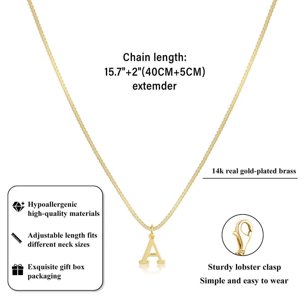 Gold Initial Letters Necklace