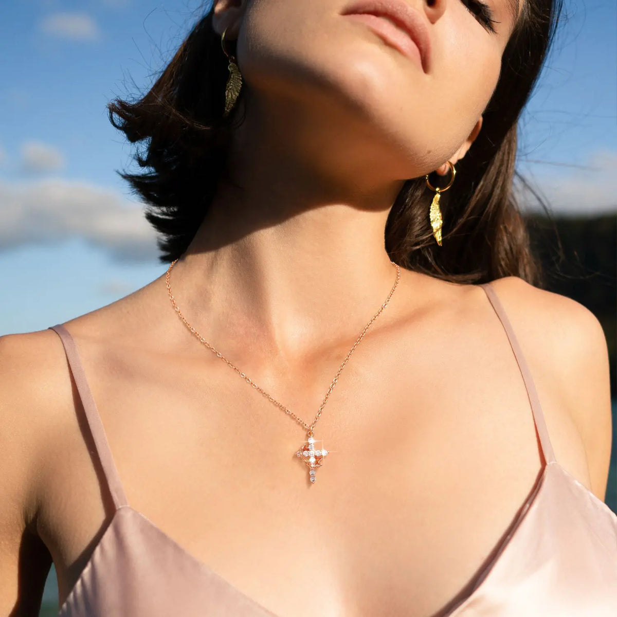 Crown Cross Pendant Necklace