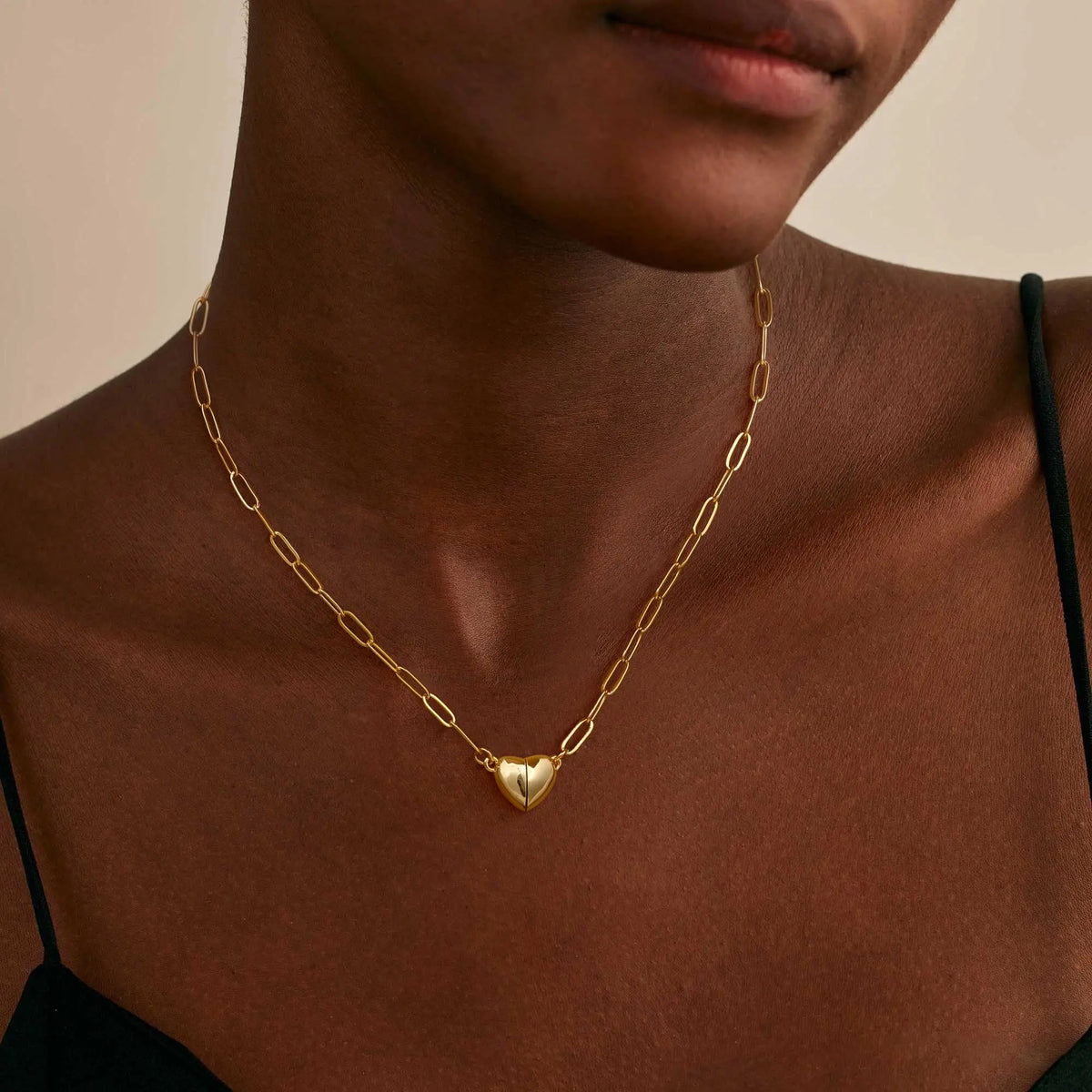 14K Gold/Silver Plated Heart Shape Pendant Magnetic Necklace