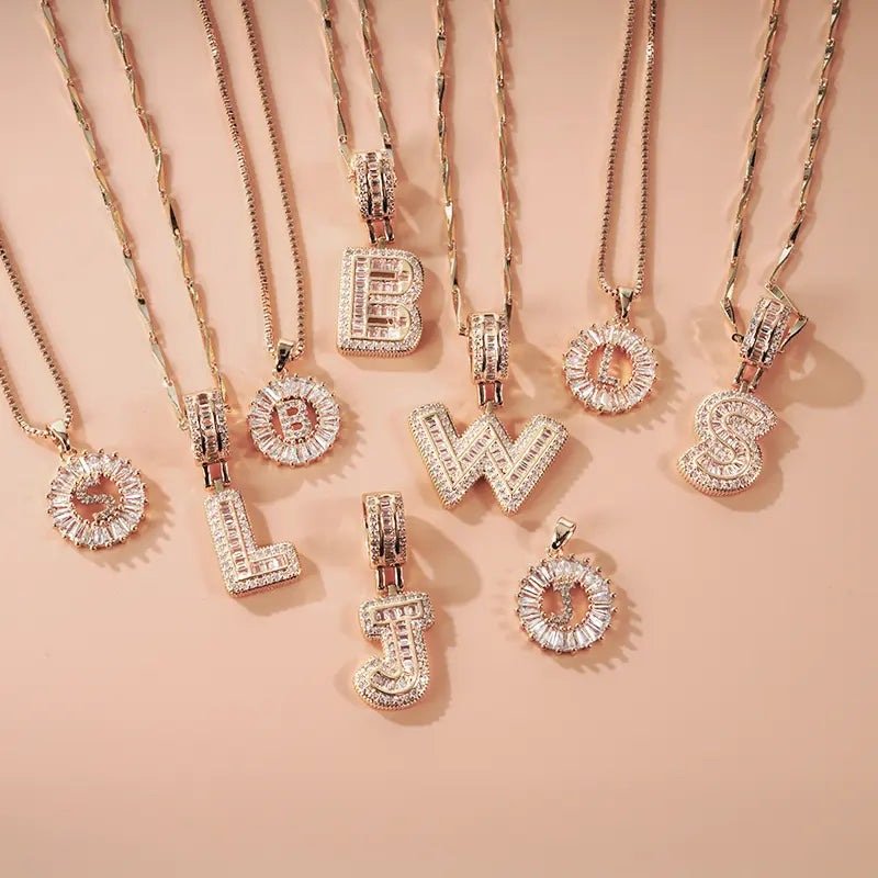 2 Pack Initial Necklaces Letter Pendant Necklaces 14K Gold Plated