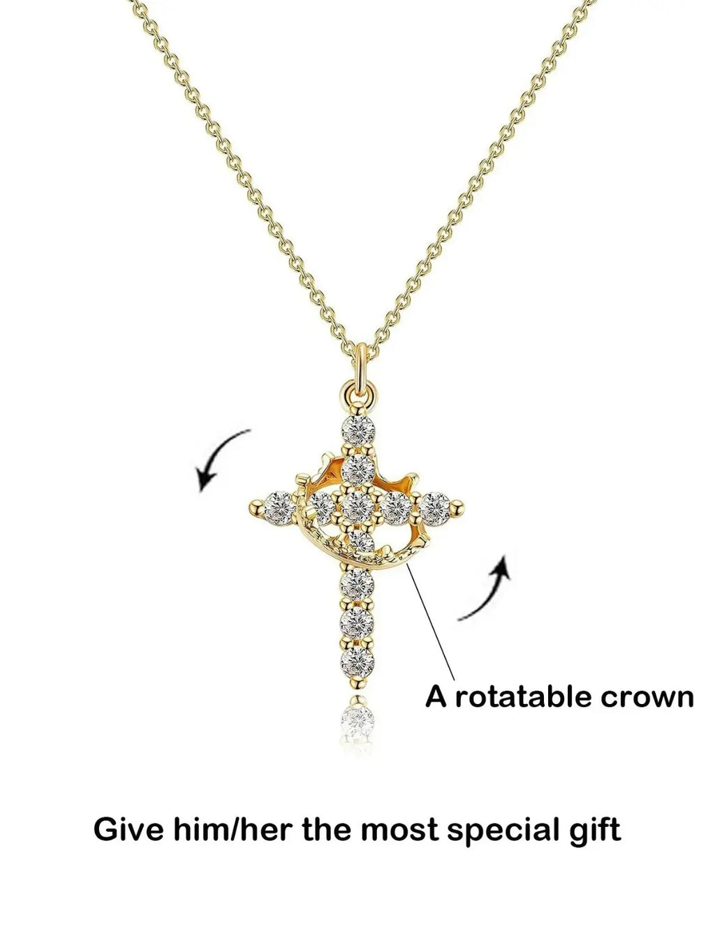 Crown Cross Pendant Necklace