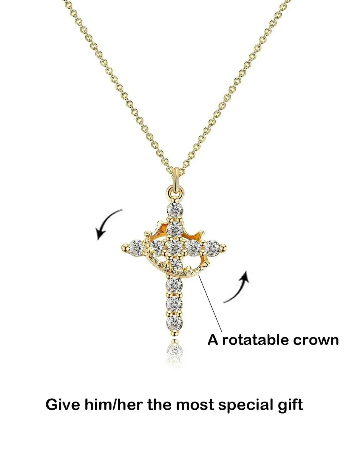 Crown Cross Pendant Necklace