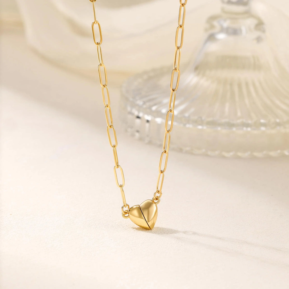 14K Gold/Silver Plated Heart Shape Pendant Magnetic Necklace