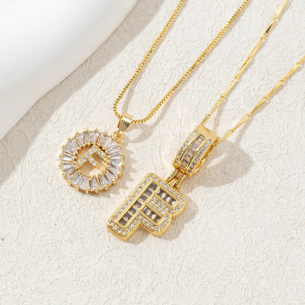 2 Pack Initial Necklaces Letter Pendant Necklaces 14K Gold Plated
