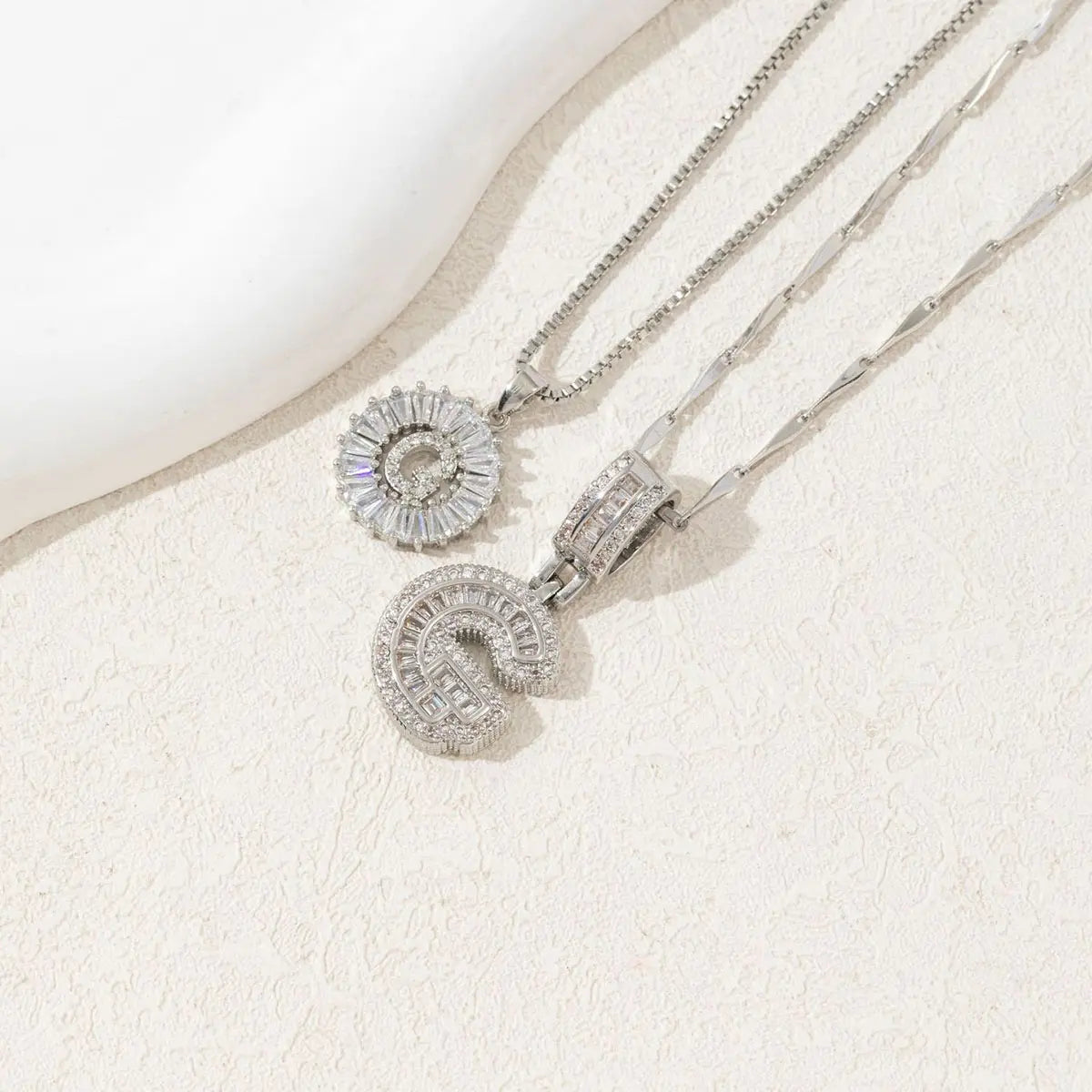 2 Pack Initial Necklaces Letter Pendant Necklaces 14K Gold Plated