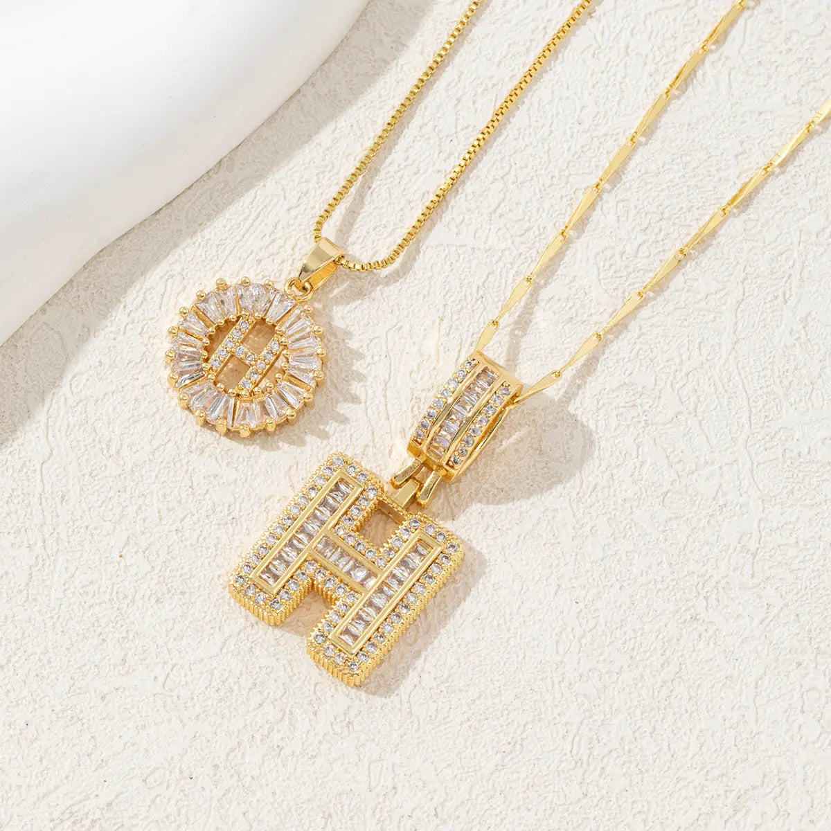 2 Pack Initial Necklaces Letter Pendant Necklaces 14K Gold Plated