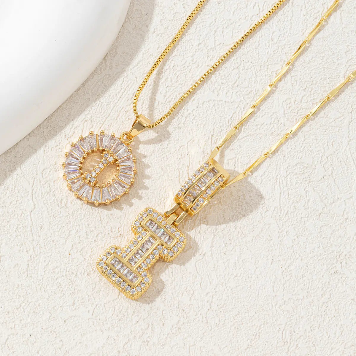 2 Pack Initial Necklaces Letter Pendant Necklaces 14K Gold Plated