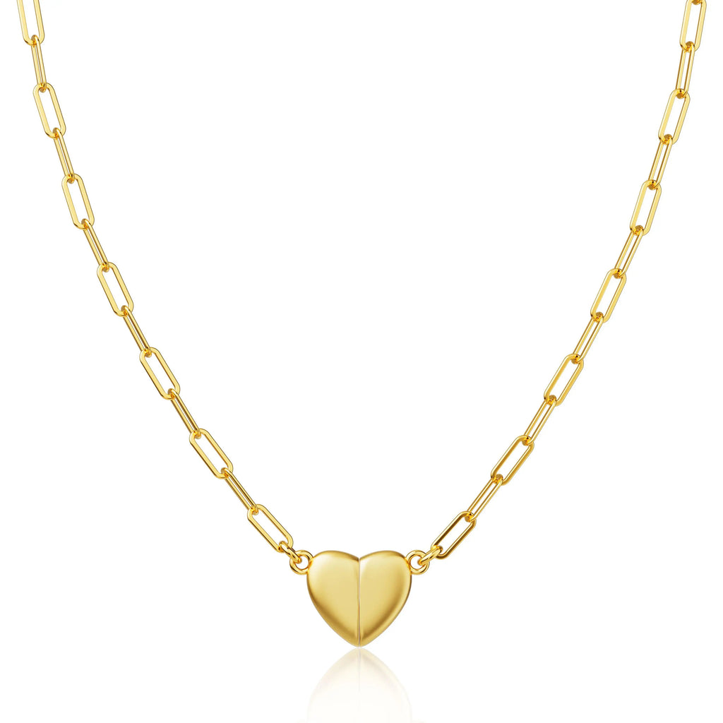 14K Gold/Silver Plated Heart Shape Pendant Magnetic Necklace