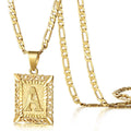 14K Gold Plated Square Capital Initial Letter Pendant Necklace