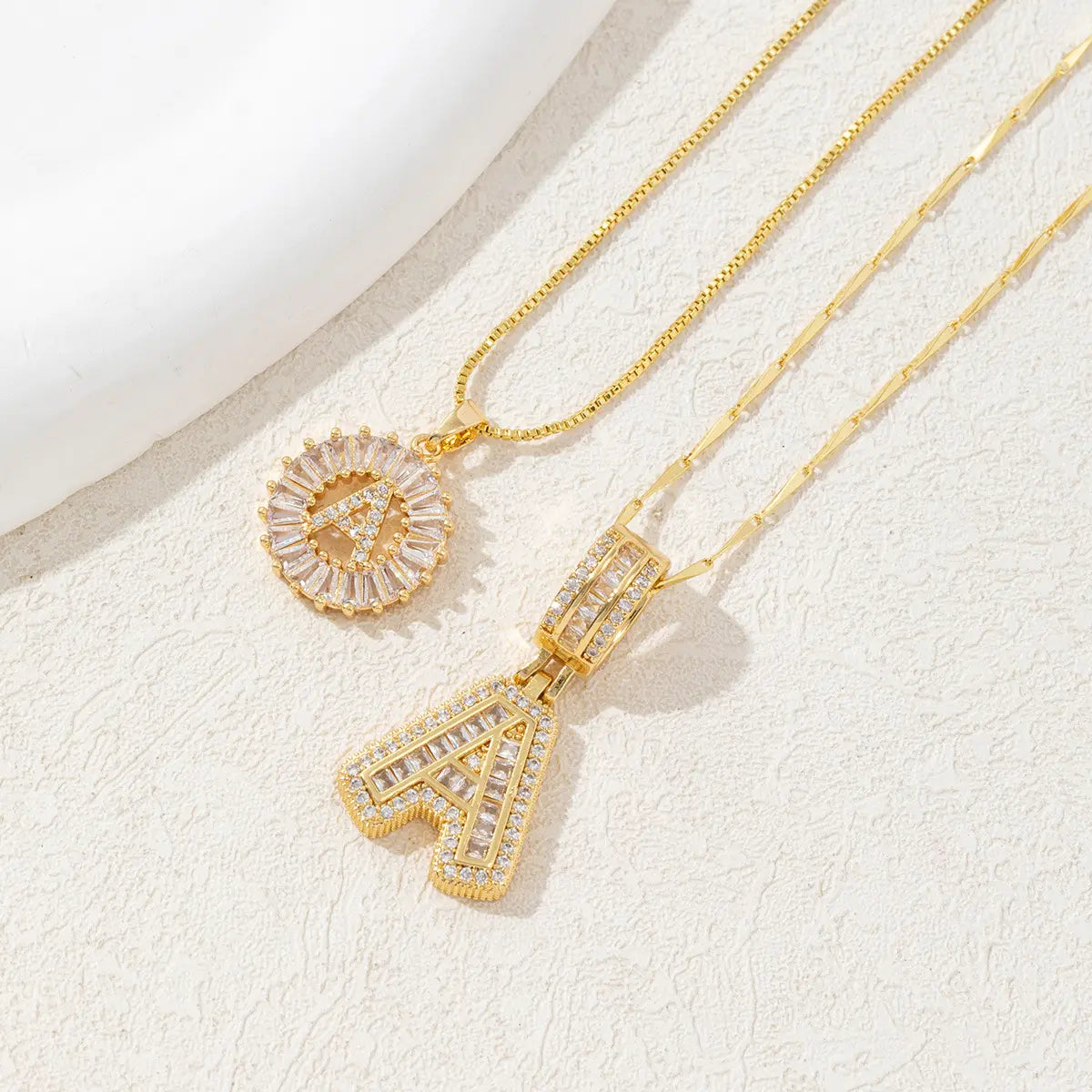 2 Pack Initial Necklaces Letter Pendant Necklaces 14K Gold Plated
