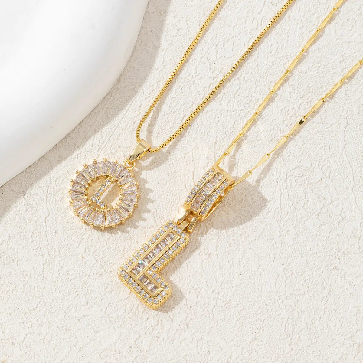 2 Pack Initial Necklaces Letter Pendant Necklaces 14K Gold Plated