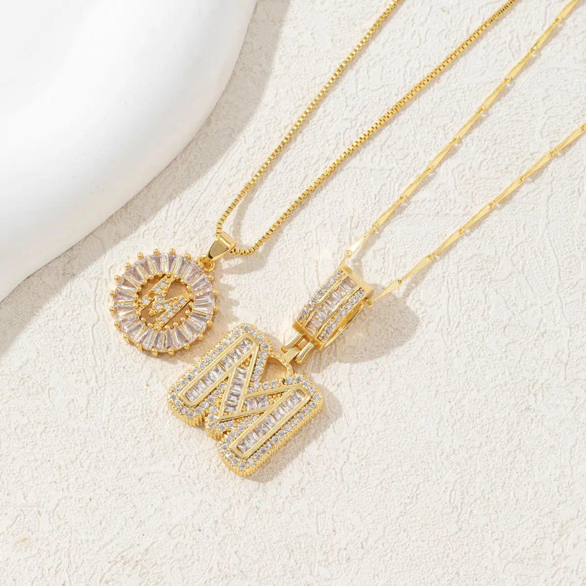 2 Pack Initial Necklaces Letter Pendant Necklaces 14K Gold Plated