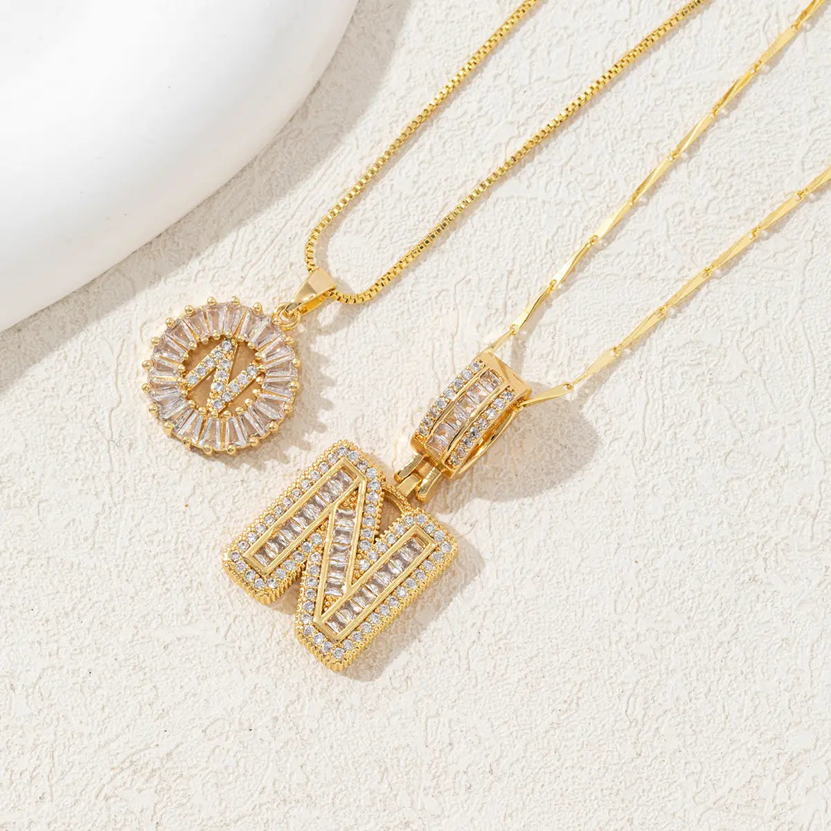 2 Pack Initial Necklaces Letter Pendant Necklaces 14K Gold Plated