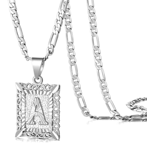 14K Gold Plated Square Capital Initial Letter Pendant Necklace