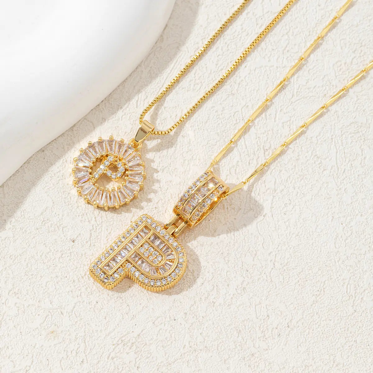 2 Pack Initial Necklaces Letter Pendant Necklaces 14K Gold Plated