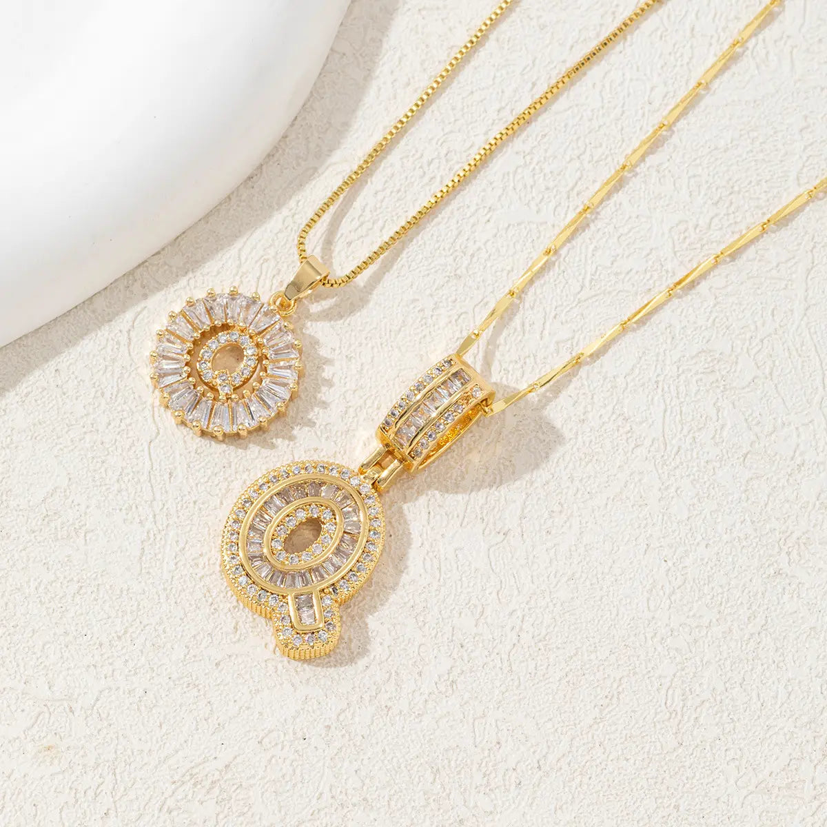 2 Pack Initial Necklaces Letter Pendant Necklaces 14K Gold Plated