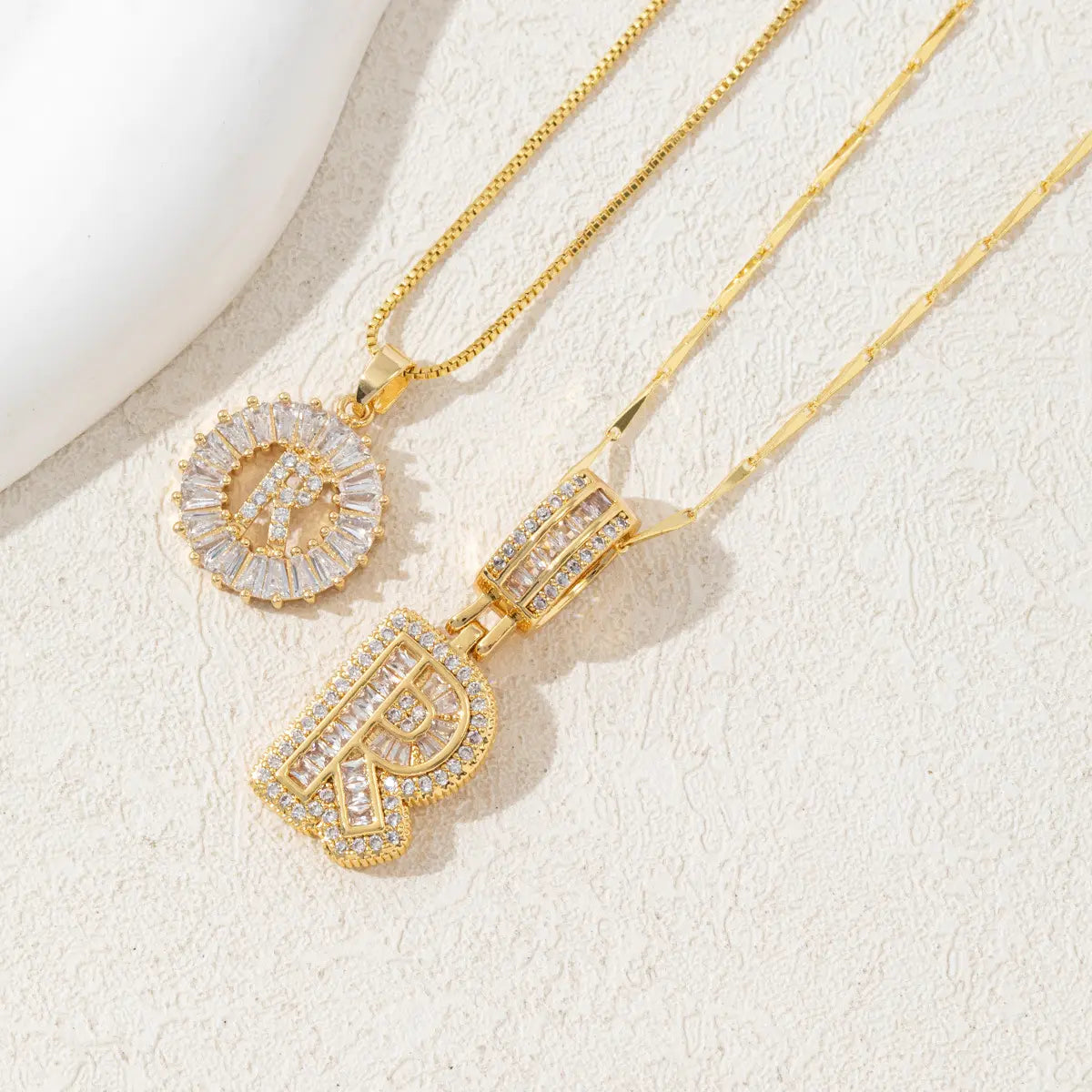2 Pack Initial Necklaces Letter Pendant Necklaces 14K Gold Plated