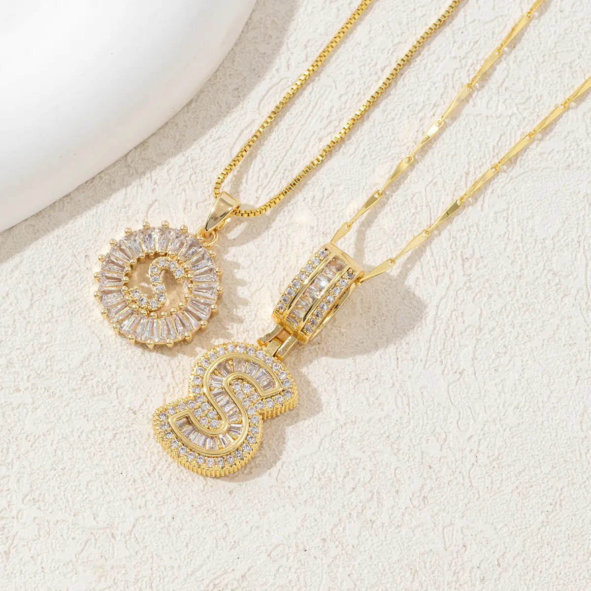 2 Pack Initial Necklaces Letter Pendant Necklaces 14K Gold Plated