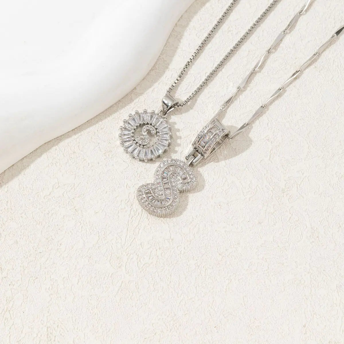 2 Pack Initial Necklaces Letter Pendant Necklaces 14K Gold Plated