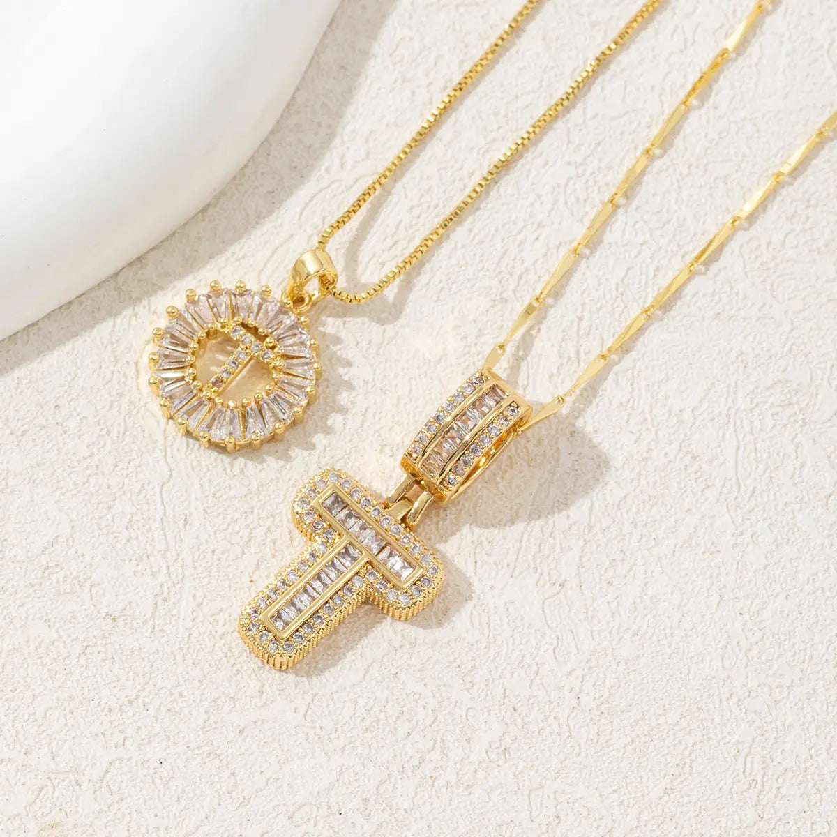 2 Pack Initial Necklaces Letter Pendant Necklaces 14K Gold Plated