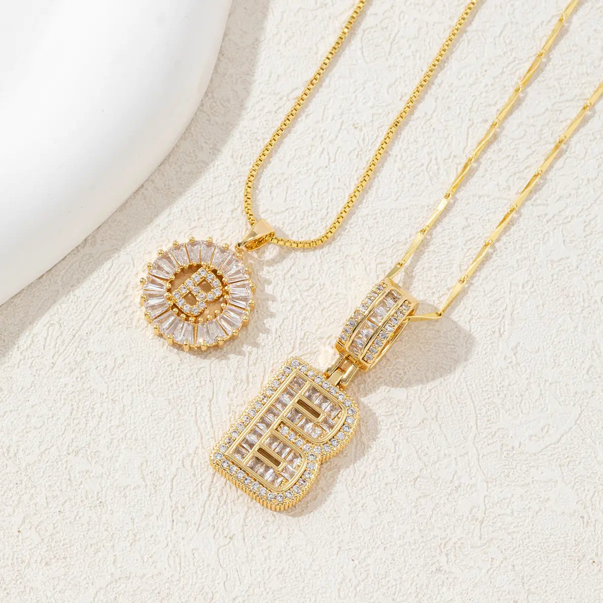 2 Pack Initial Necklaces Letter Pendant Necklaces 14K Gold Plated