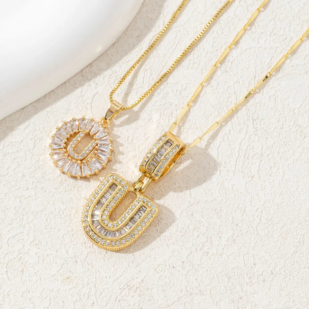 2 Pack Initial Necklaces Letter Pendant Necklaces 14K Gold Plated