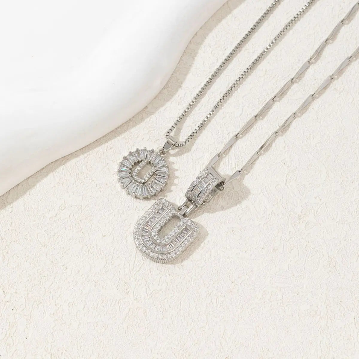 2 Pack Initial Necklaces Letter Pendant Necklaces 14K Gold Plated