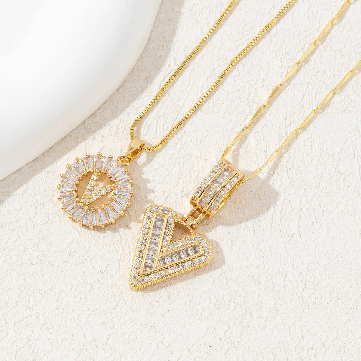 2 Pack Initial Necklaces Letter Pendant Necklaces 14K Gold Plated