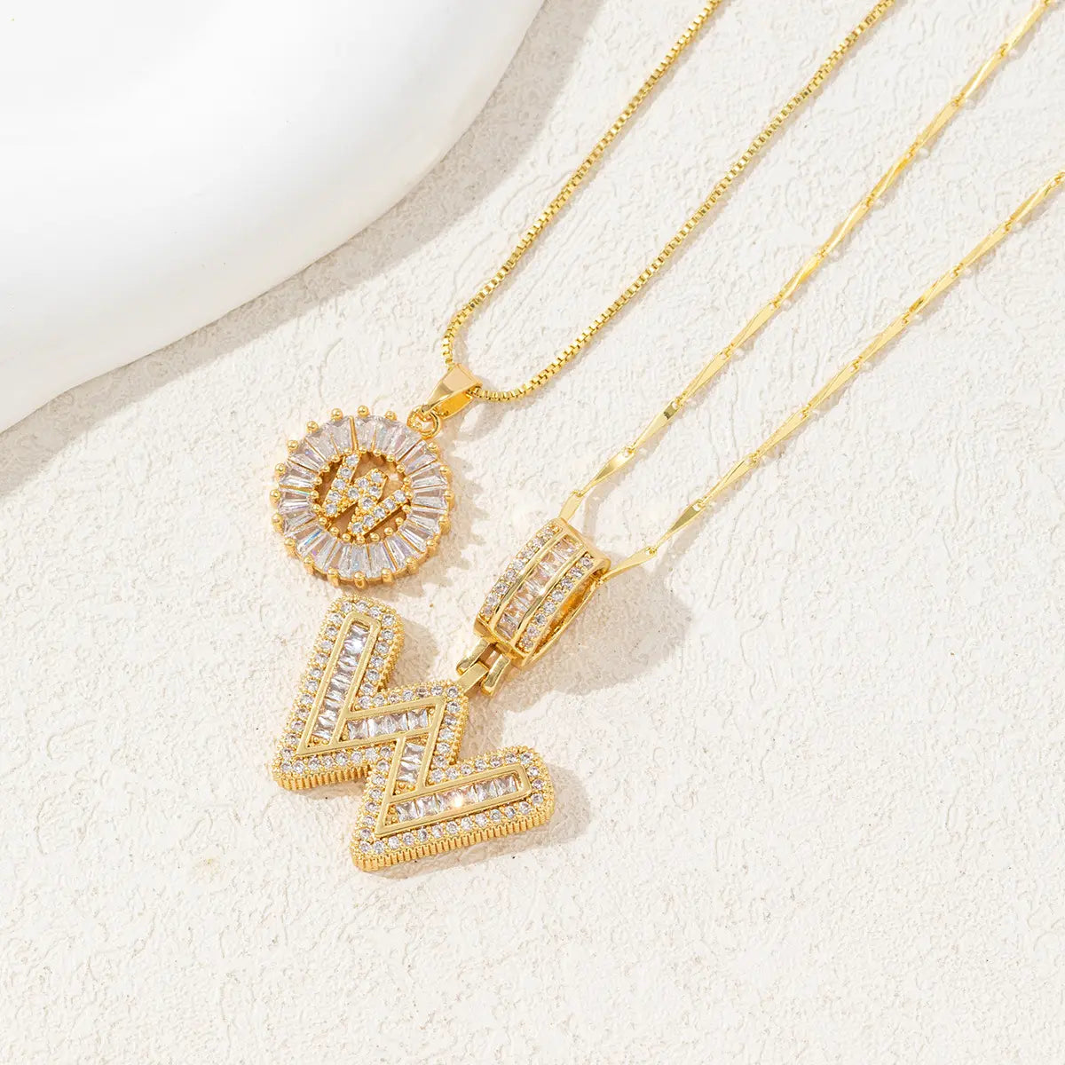 2 Pack Initial Necklaces Letter Pendant Necklaces 14K Gold Plated