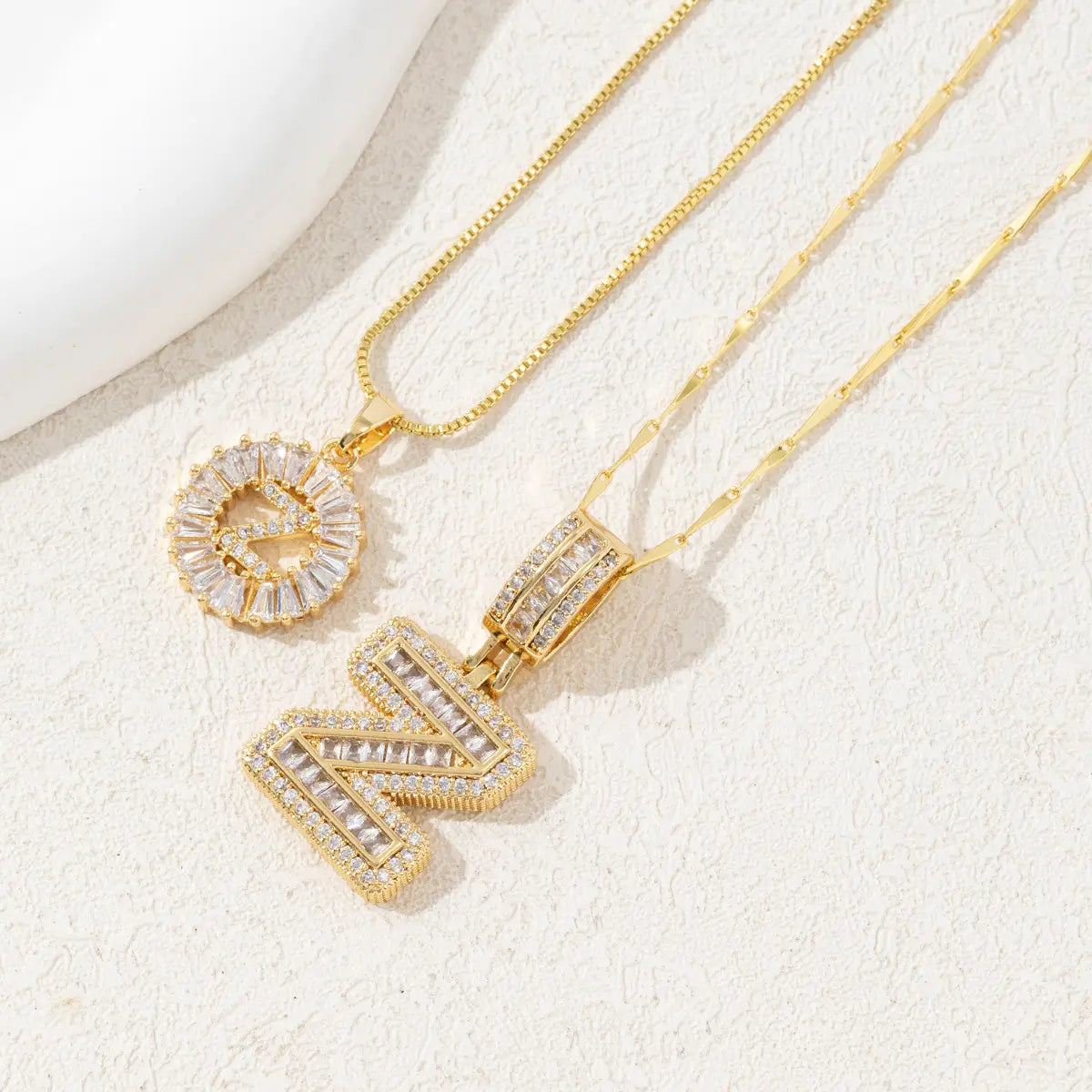 2 Pack Initial Necklaces Letter Pendant Necklaces 14K Gold Plated