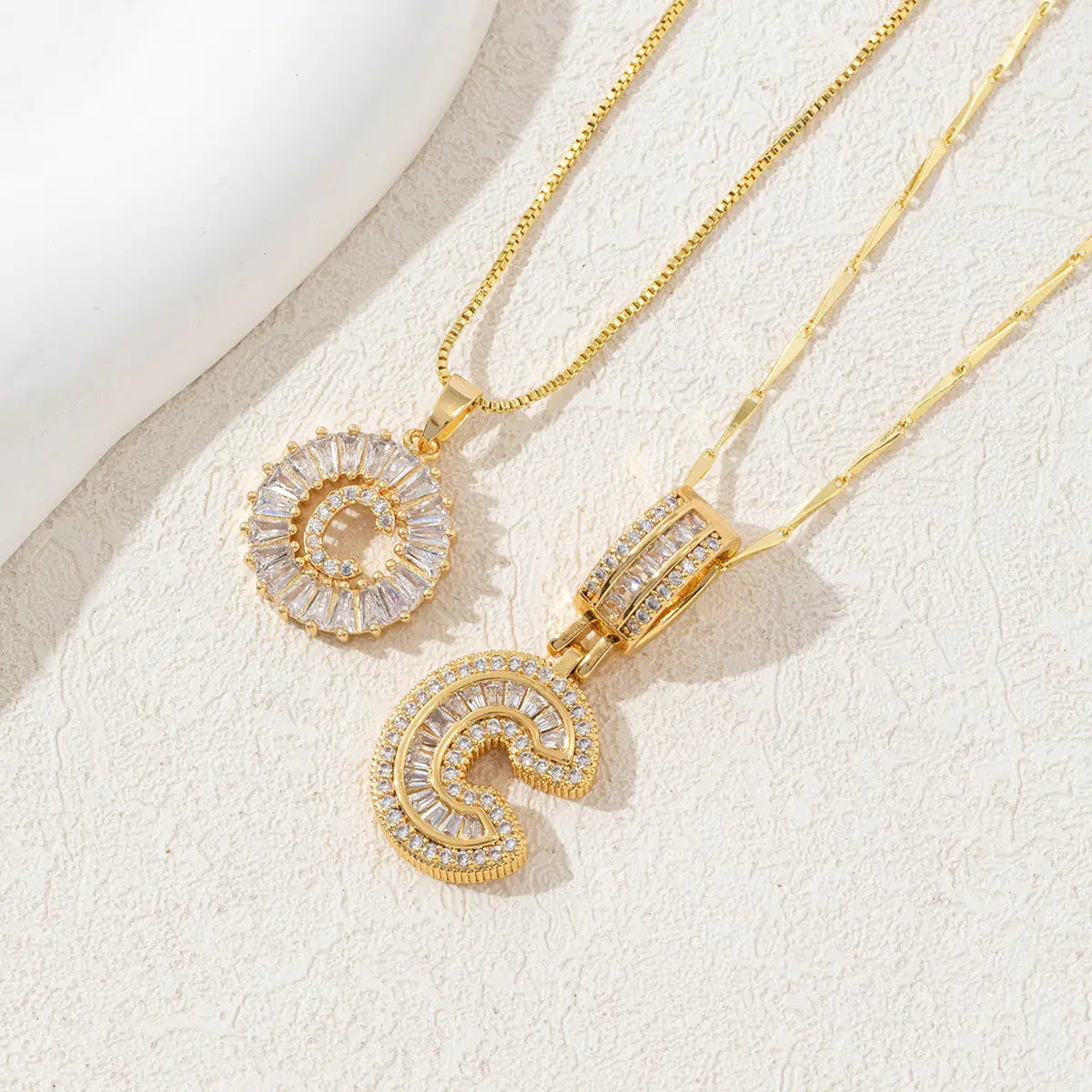 2 Pack Initial Necklaces Letter Pendant Necklaces 14K Gold Plated