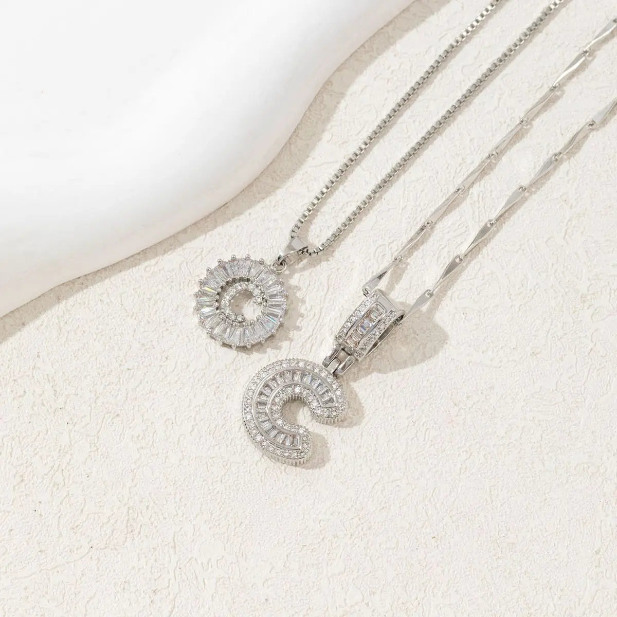 2 Pack Initial Necklaces Letter Pendant Necklaces 14K Gold Plated