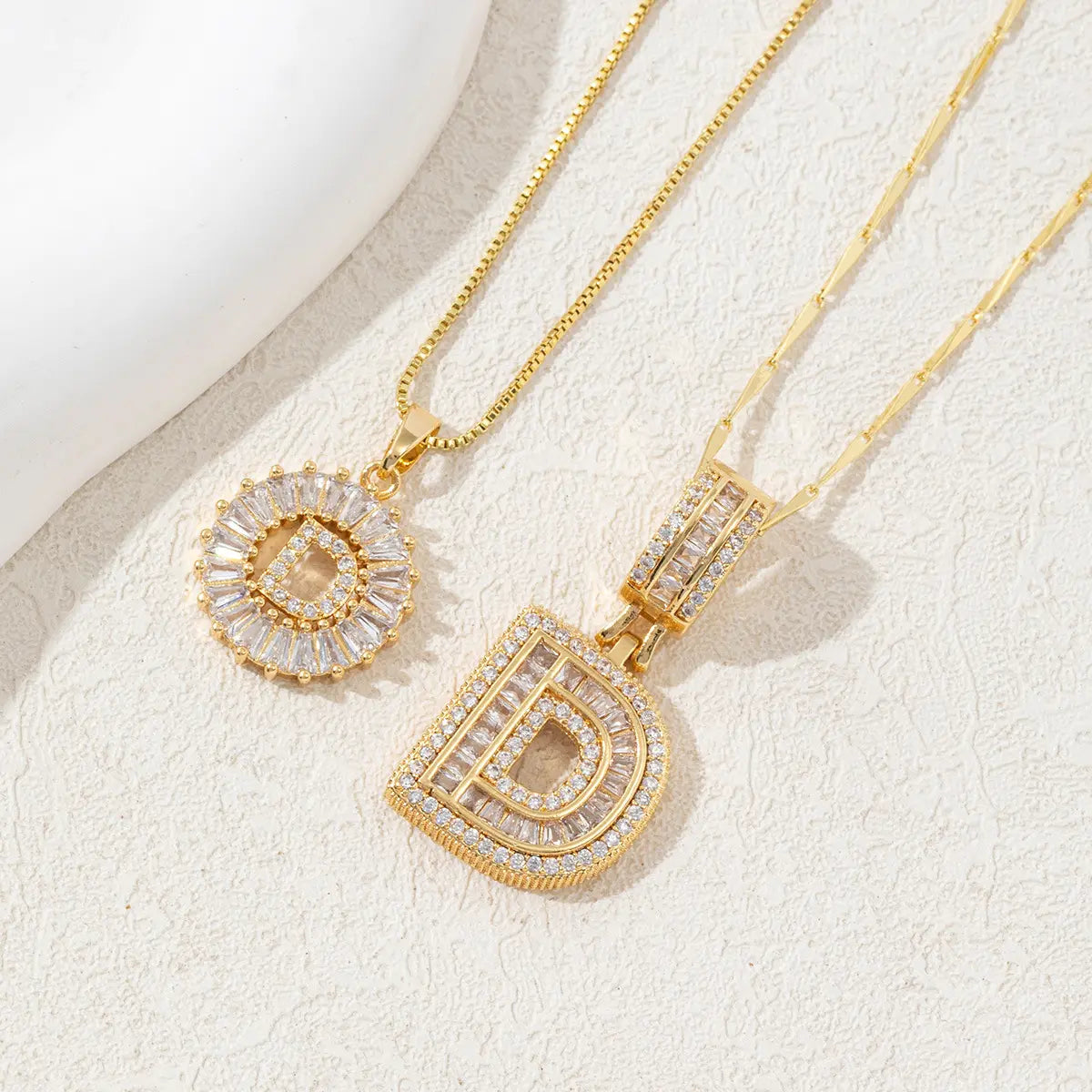 2 Pack Initial Necklaces Letter Pendant Necklaces 14K Gold Plated
