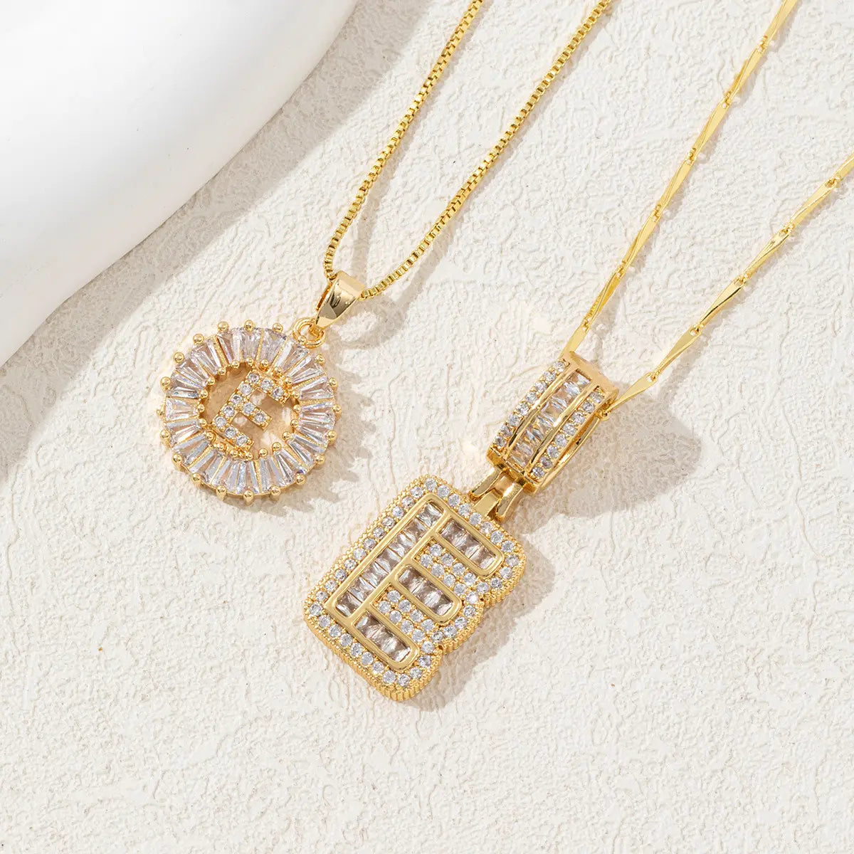 2 Pack Initial Necklaces Letter Pendant Necklaces 14K Gold Plated